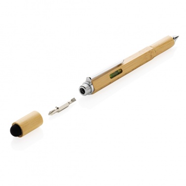 Logo trade promotional products image of: Bamboo 5-in-1 toolpen